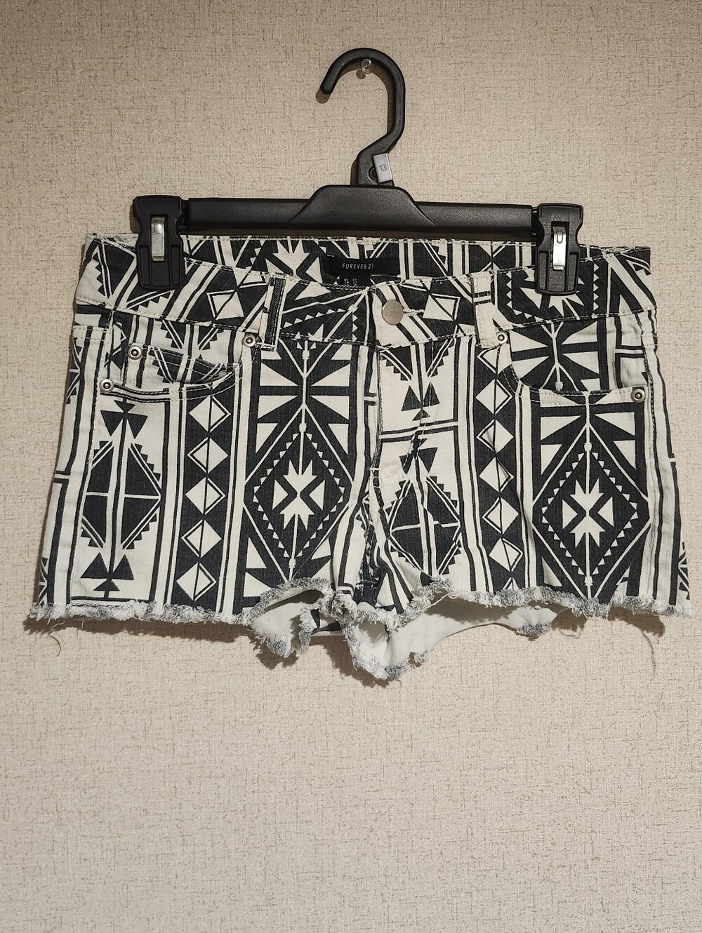 Forever 21 Aztec Tribal Black & White Mini Shorts